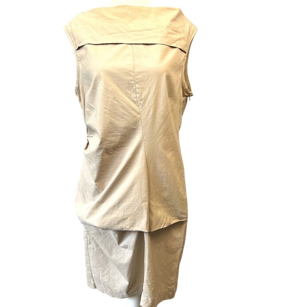 Lauren Vidal Sofia‎ Sleeveless Dress SZ L Made in Italy Minimalist Bubble Skirt